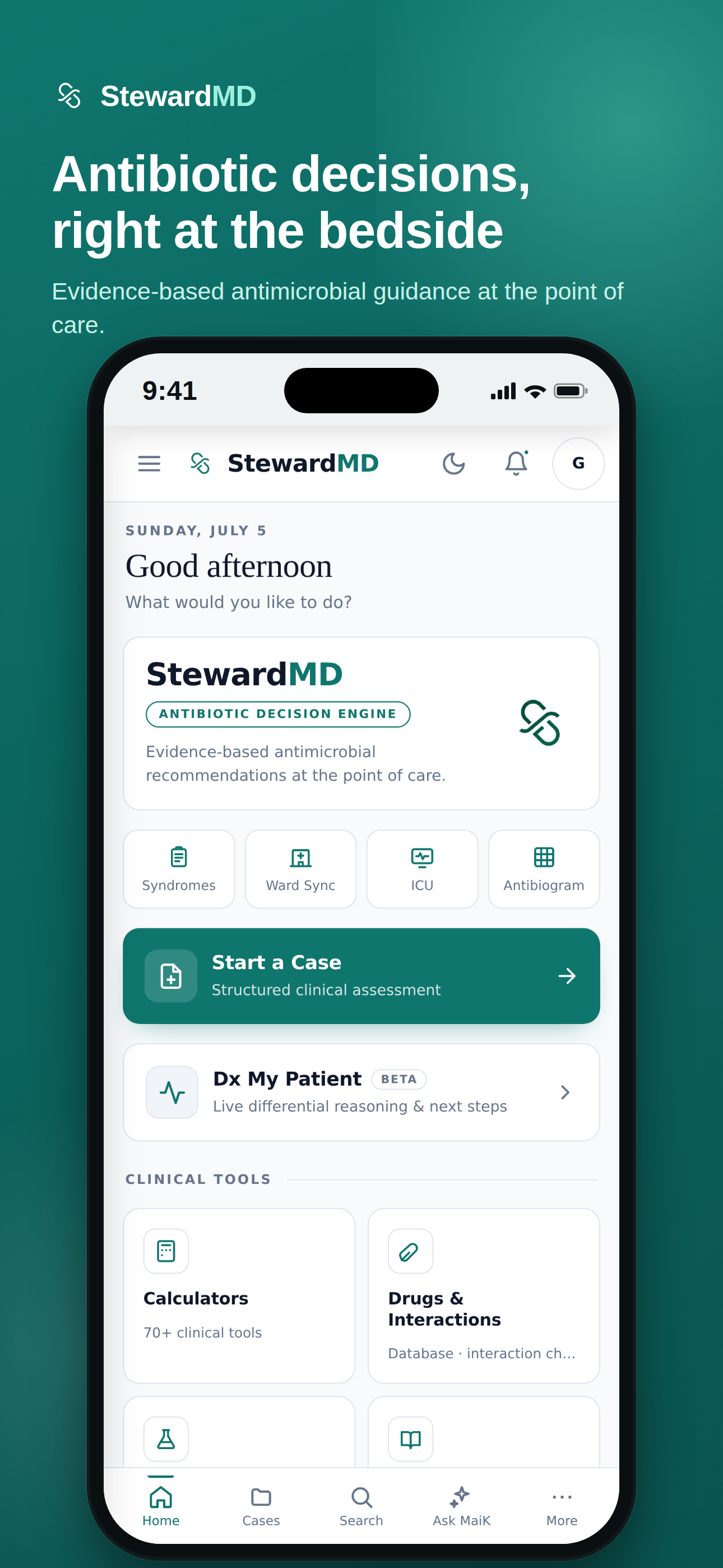StewardMD home screen